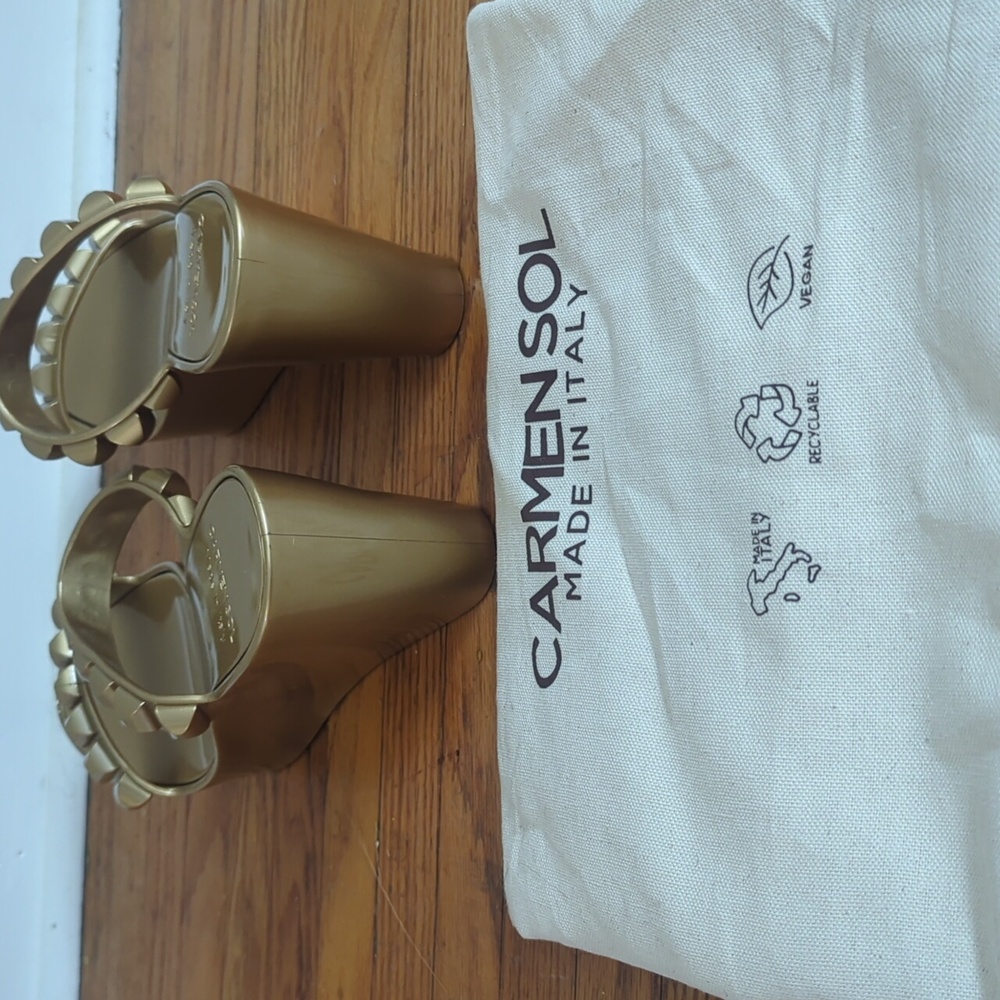 Gold Wedge Platform Sandals - image 3